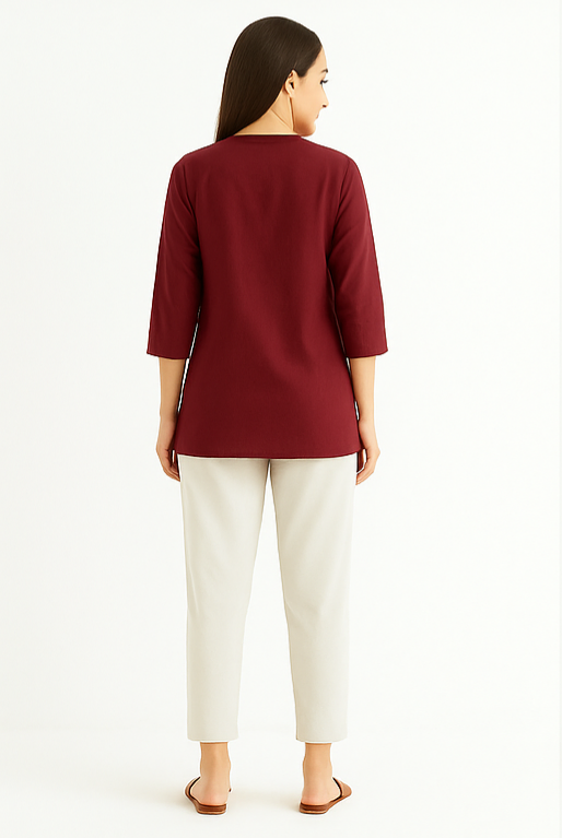 Maroon Breeze Short Kurta